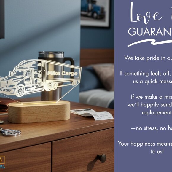 Cargo Truck Custom Name Light • Personalized LED Cloud Decor • Baby Gift - Picture 6 of 8